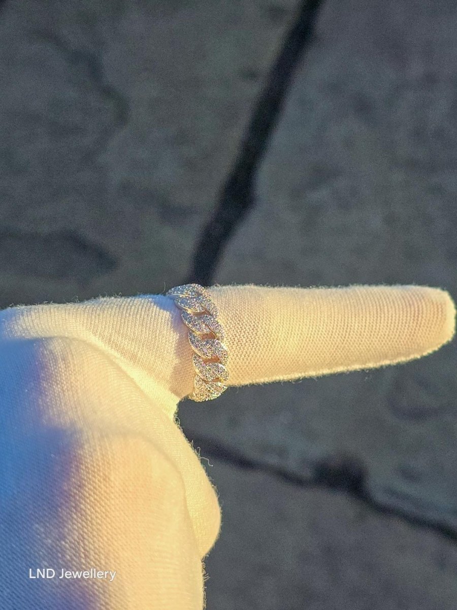 7mm Cuban link ring iced out VVS1 Moissanite - LND Jewellery