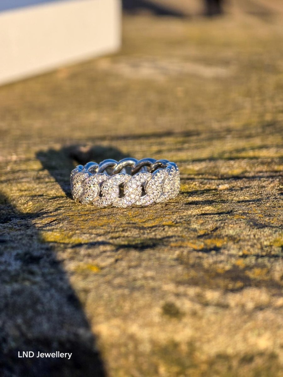 7mm Cuban link ring iced out VVS1 Moissanite - LND Jewellery