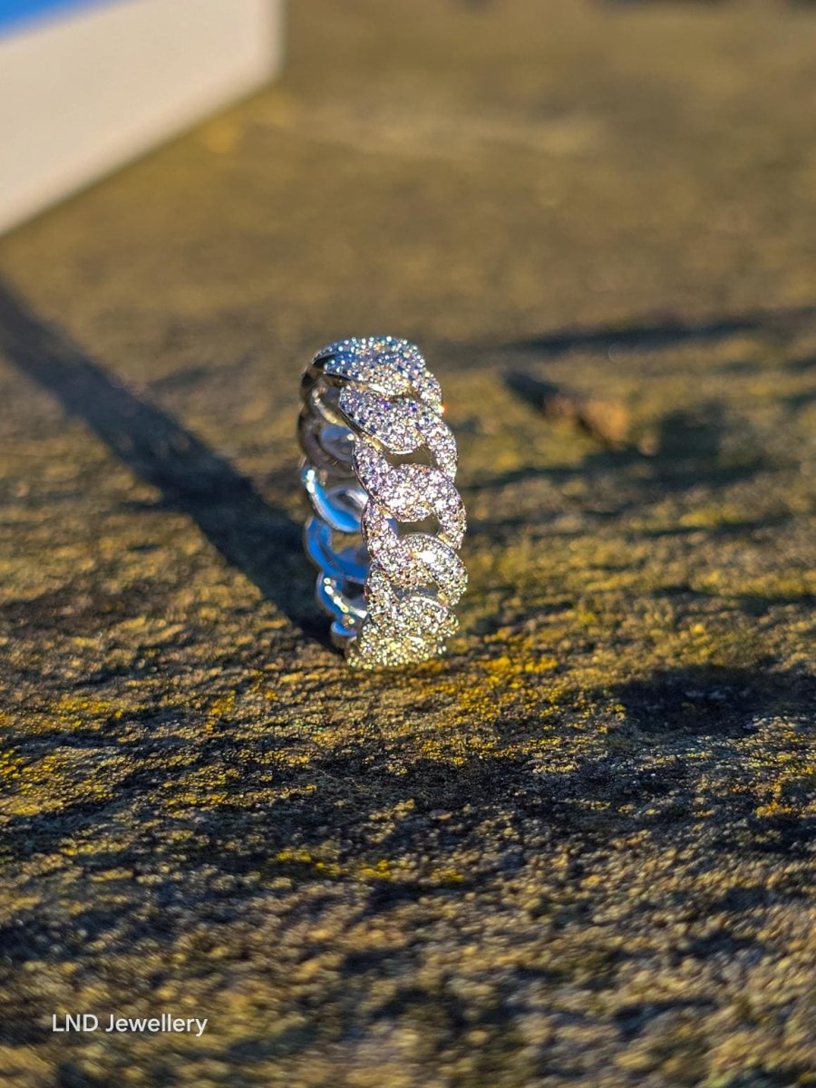 7mm Cuban link ring iced out VVS1 Moissanite - LND Jewellery