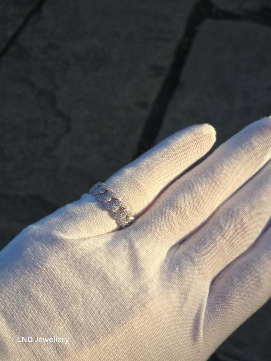 7mm Cuban link ring iced out VVS1 Moissanite - LND Jewellery