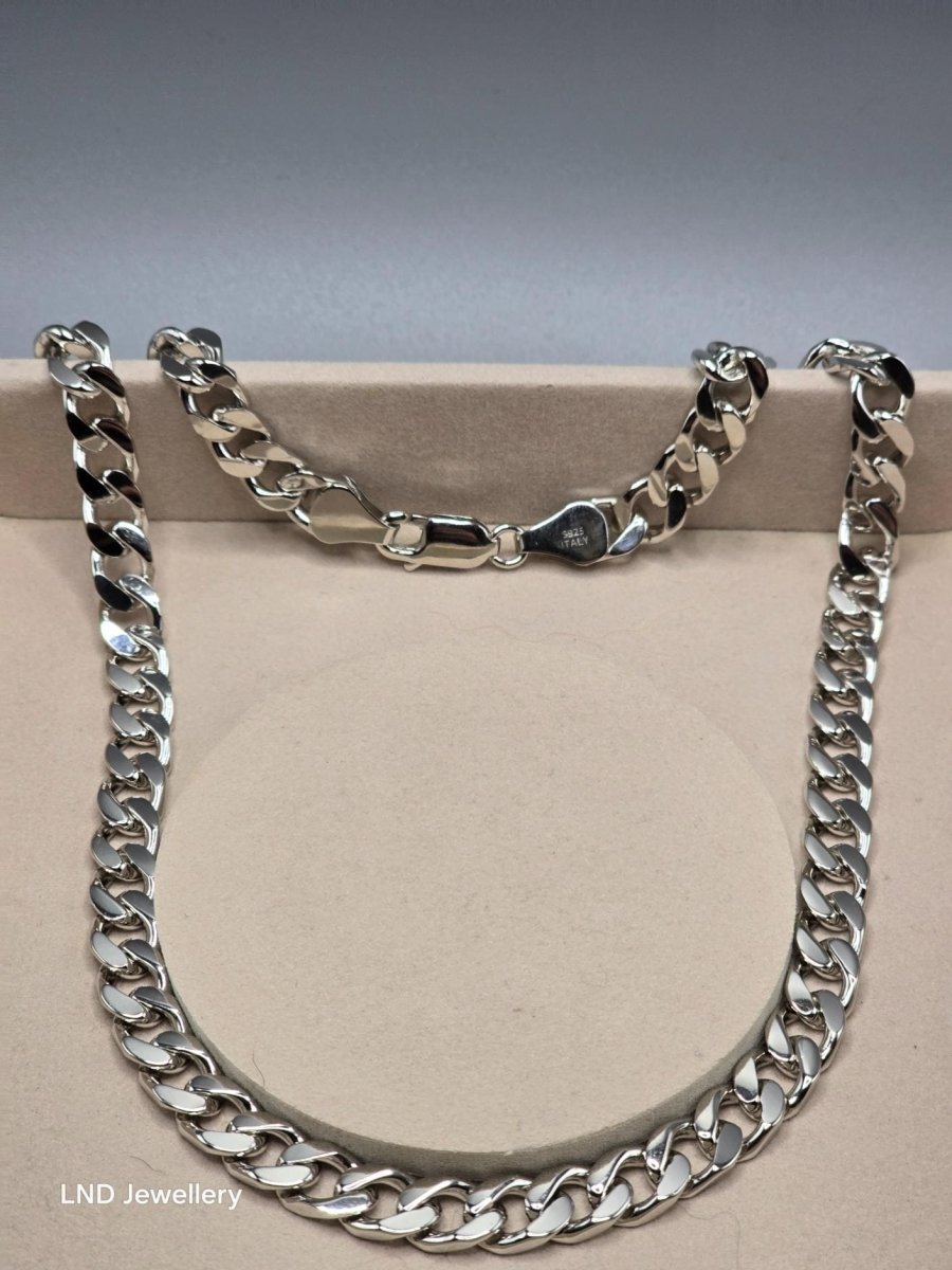 Diamond - Cut Cuban Link Bracelet Italian Made in 925 Sterling Silver - LND Jewellery