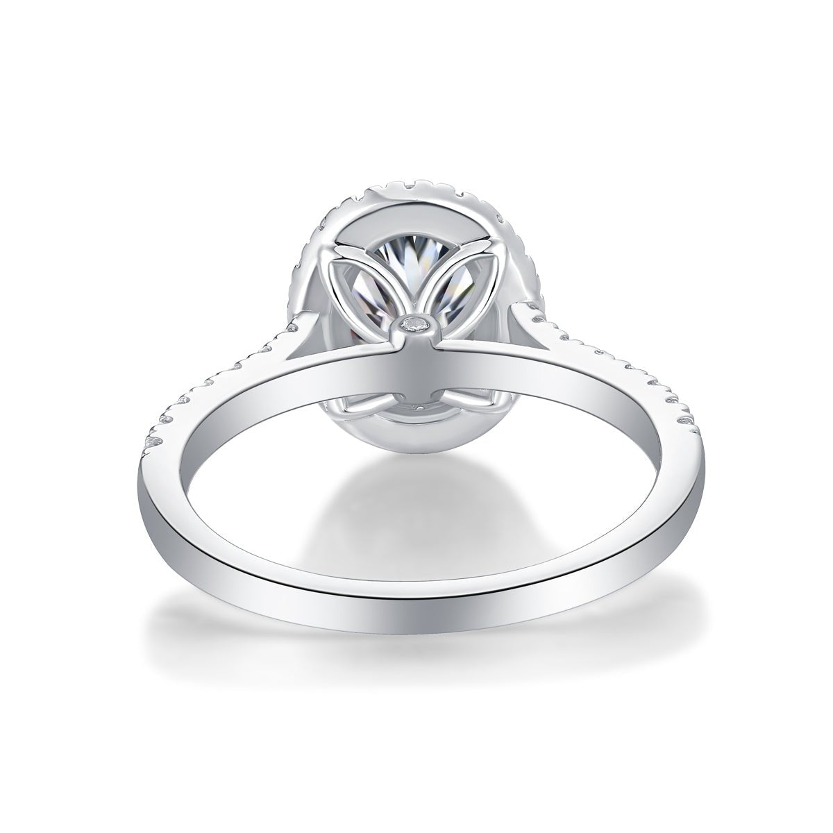 ✨ Oval Halo Moissanite Ring | Sterling Silver - LND Jewellery
