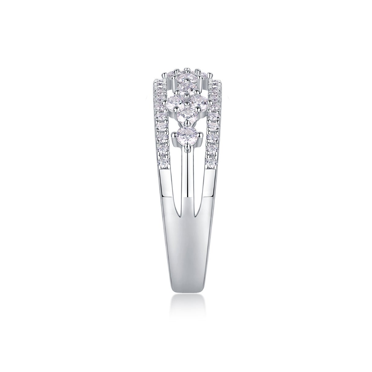 Vintage Floral Moissanite Eternity Ring - Sterling Silver White Gold Plated - LND Jewellery