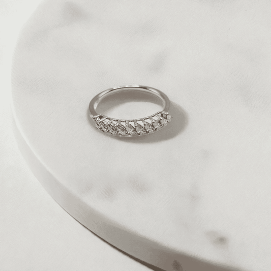 1CT Marquise Cut Moissanite Half Eternity Ring - LND Jewellery