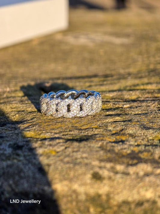 7mm Cuban link ring iced out VVS1 Moissanite - LND Jewellery