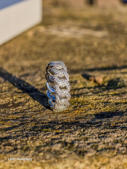 7mm Cuban link ring iced out VVS1 Moissanite - LND Jewellery