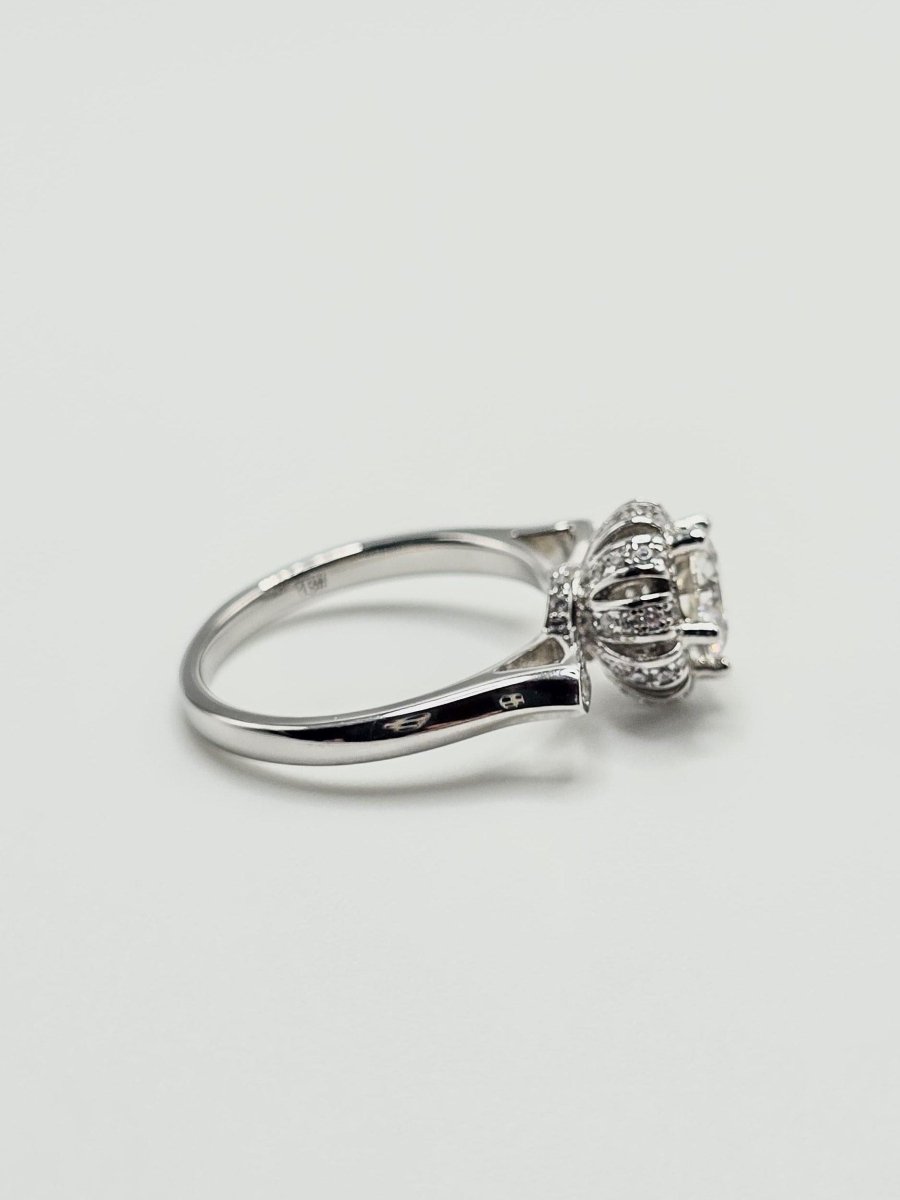 925 Silver 1CT Moissanite Halo Ring Vintage Style Engagement Wedding Crown Design - LND Jewellery