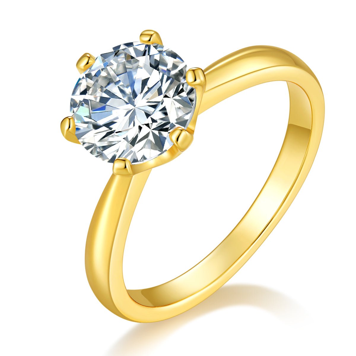 Classic Solitaire Moissanite Ring - Available in 18K Gold & White Gold Plating - LND Jewellery