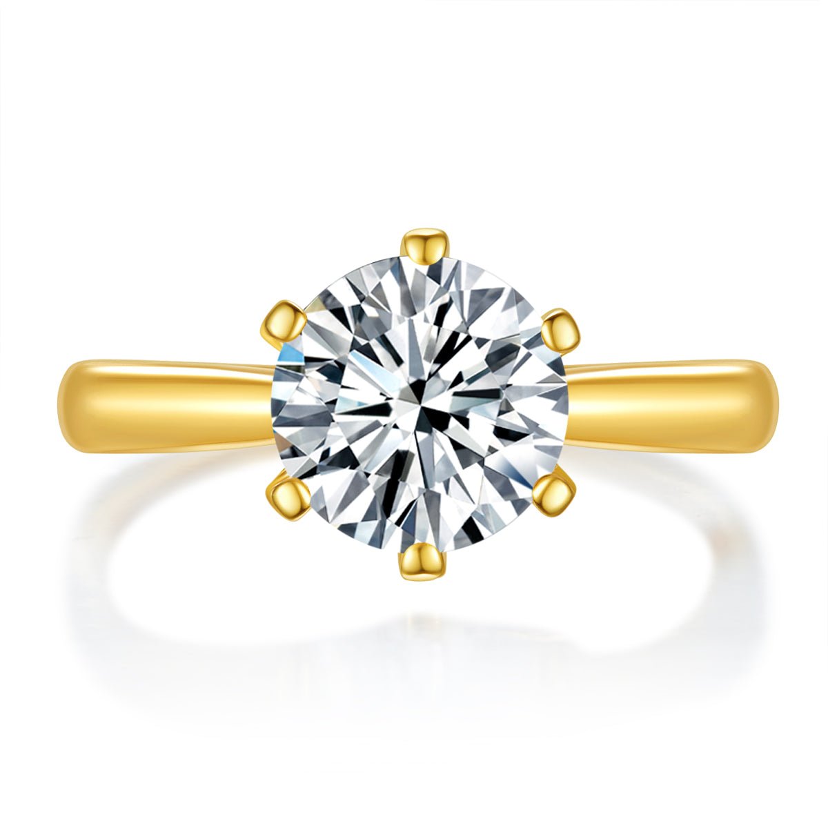 Classic Solitaire Moissanite Ring - Available in 18K Gold & White Gold Plating - LND Jewellery