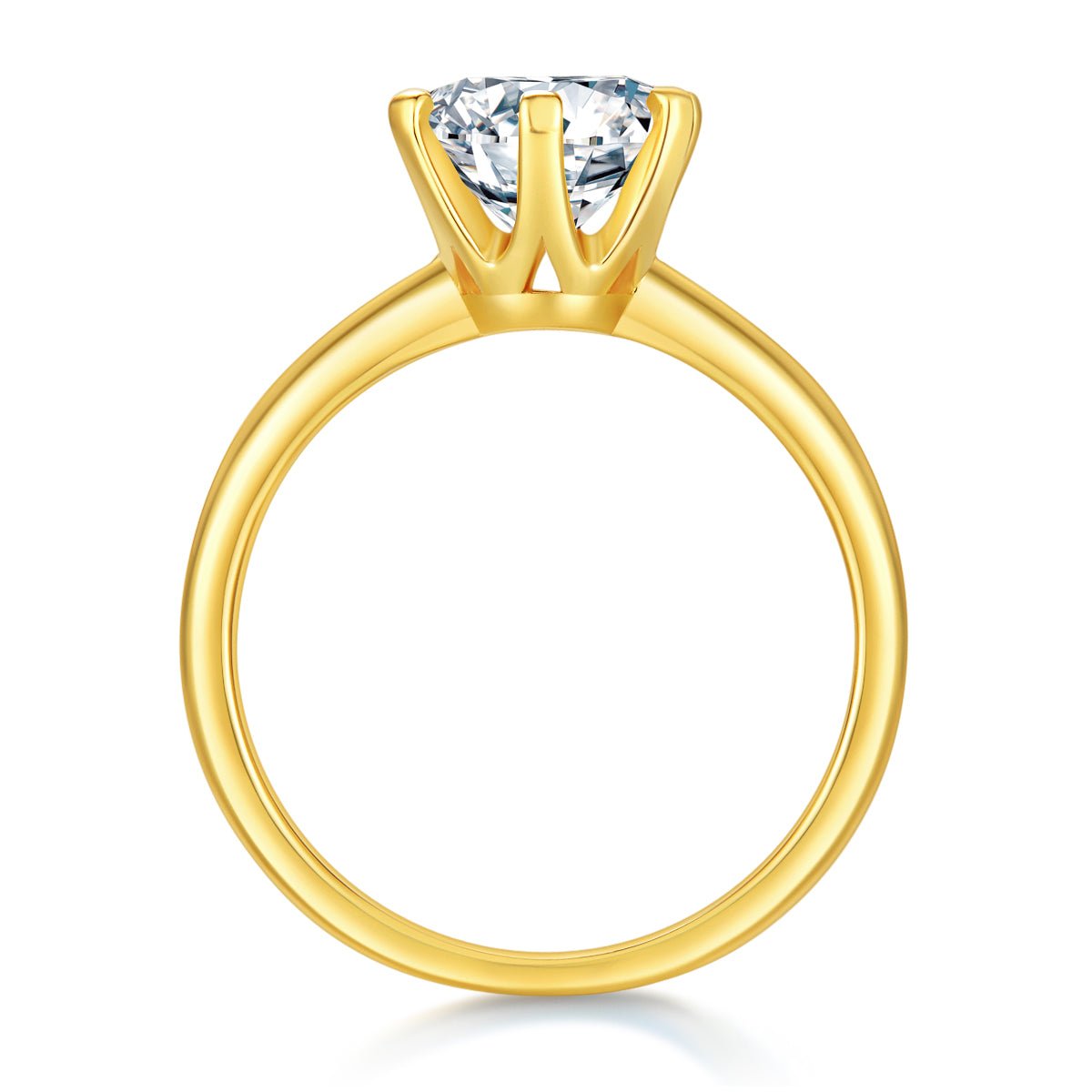 Classic Solitaire Moissanite Ring - Available in 18K Gold & White Gold Plating - LND Jewellery