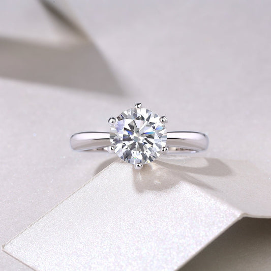 Classic Solitaire Moissanite Ring - Available in 18K Gold & White Gold Plating - LND Jewellery