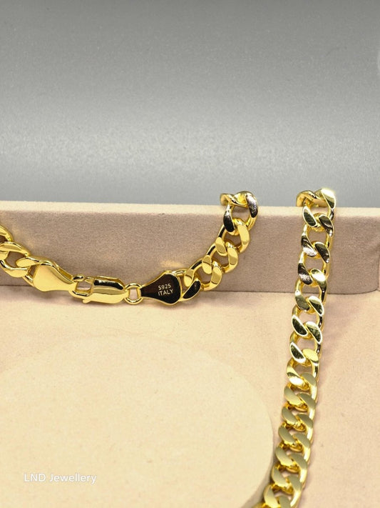 Diamond - Cut Cuban Link Bracelet Italian Made in 925 Sterling Silver - LND Jewellery