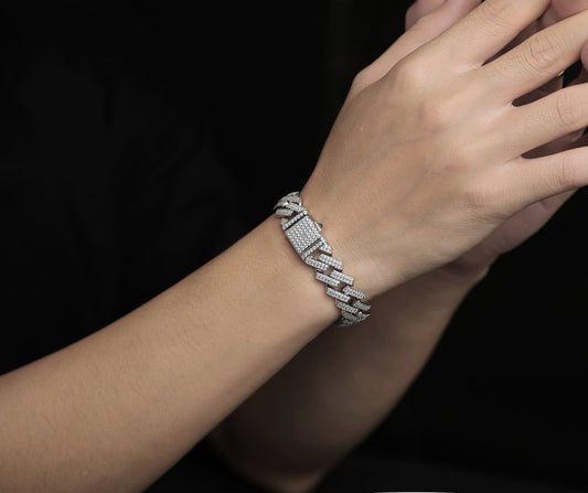 Geometric Iced Out Cuban Bracelet | VVS1 D Colour - LND Jewellery