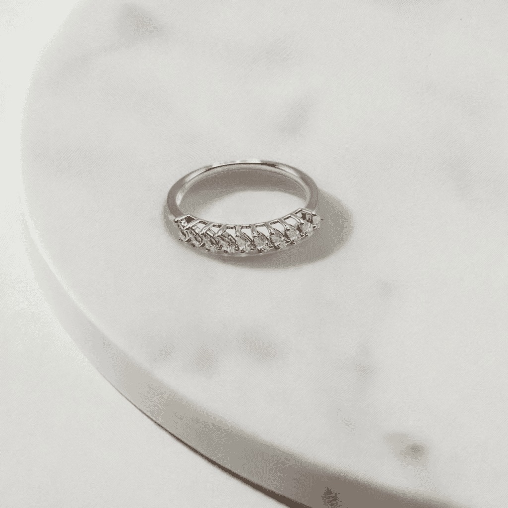 1CT Marquise Cut Moissanite Half Eternity Ring