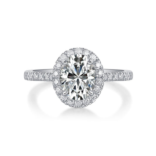 ✨ Oval Halo Moissanite Ring | Sterling Silver - LND Jewellery