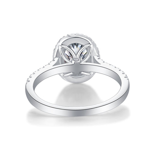 ✨ Oval Halo Moissanite Ring | Sterling Silver - LND Jewellery
