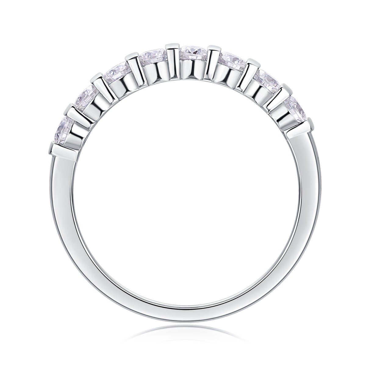 Sterling Silver Bar - Set Moissanite Wedding Band - Half Eternity Ring - LND Jewellery