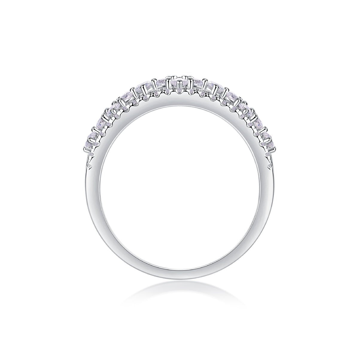 Vintage Floral Moissanite Eternity Ring - Sterling Silver White Gold Plated - LND Jewellery